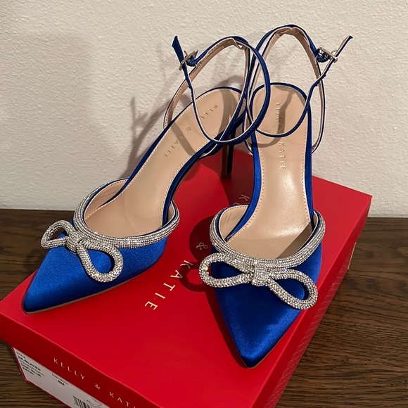 Kelly & Katie Shoes - Blue Satin bridal shoes, never worn